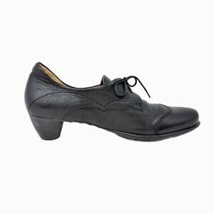 Think! Cuban Heel Lace-Up Oxford Shoes Womens 41 EU 10 US Black Leather